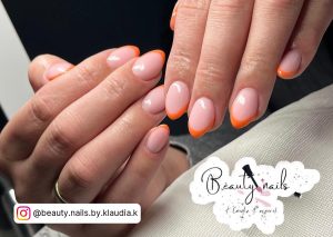 Orange And White French Tip Nails