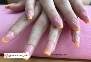 Orange And Yellow French Tip Nails