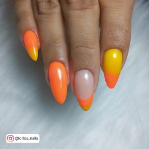 Orange And Yellow Marble Nails