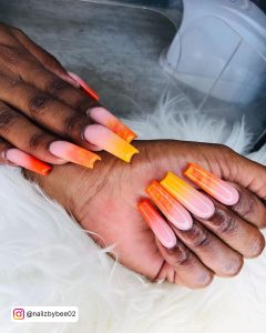 Orange And Yellow Nail Design