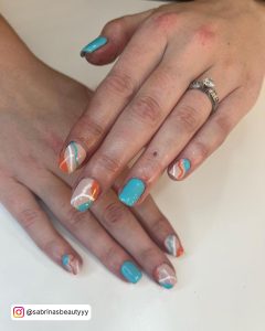 Orange Blue Nail Designs