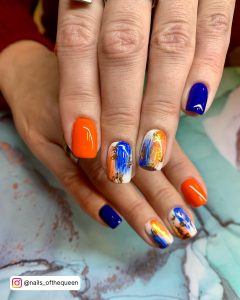 Orange Blue Ombre Nails