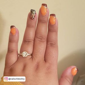 Orange Brown Acrylic Nails