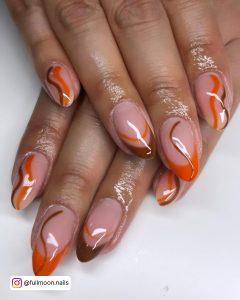 Orange Brown Fall Nails