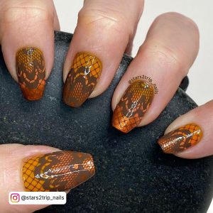 Orange Brown Nails