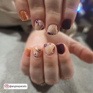 Orange Fall Acrylic Nails