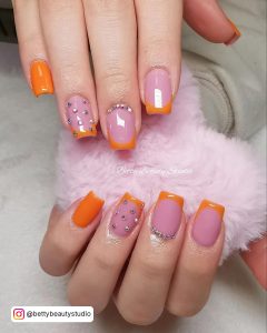 Orange French Tip Acrylic Nails