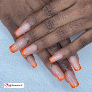Orange French Tip Nails Fall