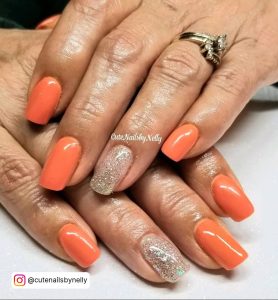 Orange Gel Nails Short
