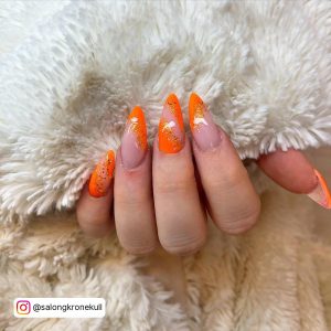 Orange Glitter Ombre Nails