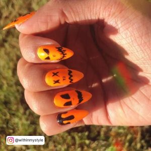 Orange Halloween Nail Art