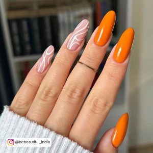Orange Marble Nails