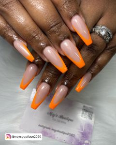 Orange Neon Acrylic Nails