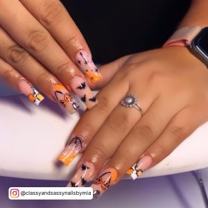 Orange Ombre Halloween Nails