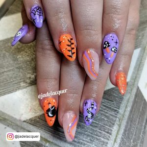 Orange Purple Nail Designs