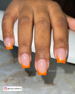 Orange Short Acrylic Nails