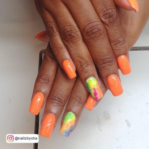 Orange Short Nails Designs