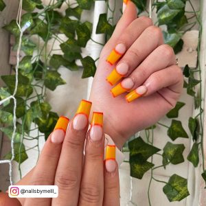 Orange Yellow And Pink Nails