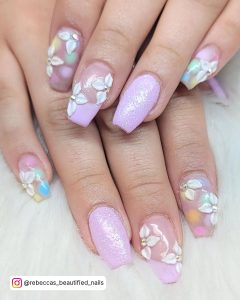 Pastel Purple Nails With Butterflies