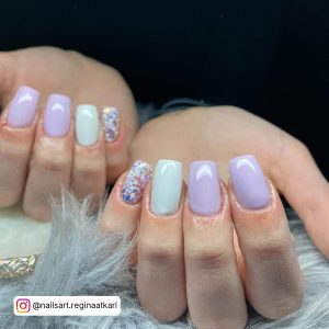 Pastel Purple Nails With Glitter