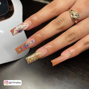 Pink And Brown Ombre Nails