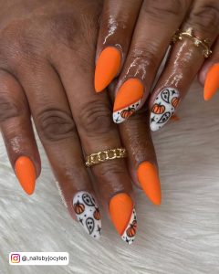 Pink And Orange Halloween Nails