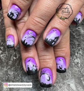 Pink And Purple Halloween Nails