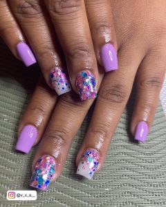 Pink And Purple Ombre Nails Short