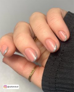 Pink And Silver French Tip Nails