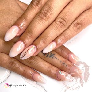 Pink And White Ombre Almond Nails