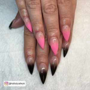 Pink And White Ombre Stiletto Nails