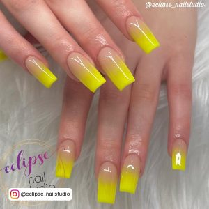Pink And Yellow Nails Ombre