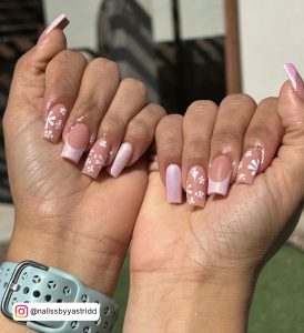 Pink Chrome French Tip Nails