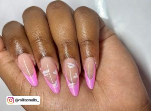 Pink French Tip Nails Almond
