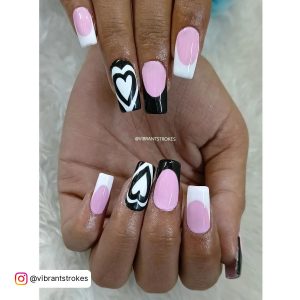 Pink French Tip Nails Square