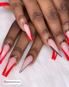 Pink French Tip Stiletto Nails