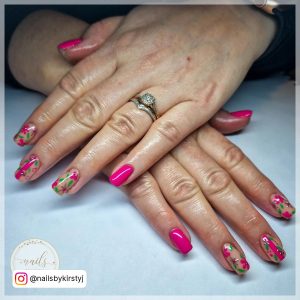 Pink Gel Nails With Design
