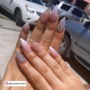Pink Ombre Stiletto Nails