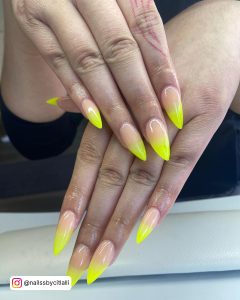 Pink Orange Yellow Ombre Nails