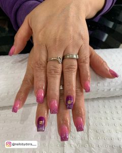Pink Purple And Blue Nail Designs