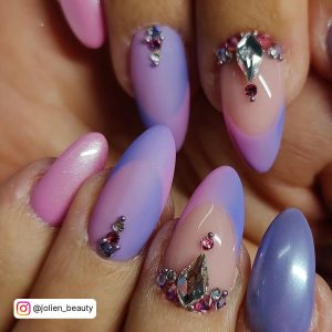 Pink Purple And Blue Nails