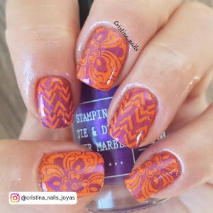 Pink Purple And Orange Nails