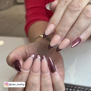 Pink Rose Gold Chrome Nails