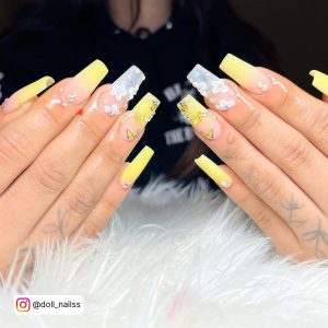 Pink Yellow Ombre Nails