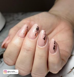 Popular Champagne Rose Gold Acrylic Nails