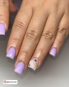 Purple Acrylic Short Nails