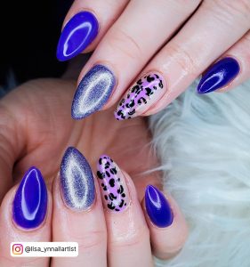 Purple Almond French Tip Nails