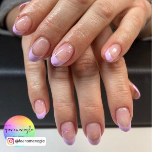 Purple Almond French Tip Nails