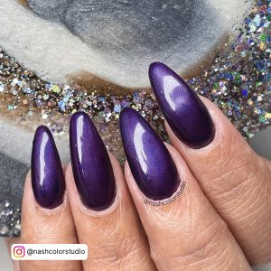 Purple Almond Shaped Acrylic Nails