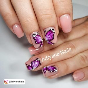 Purple And Butterfly Nails